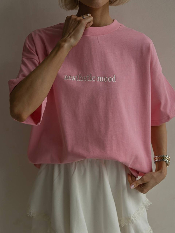 Футболка aesthetic mood (рожевий/мілк)
